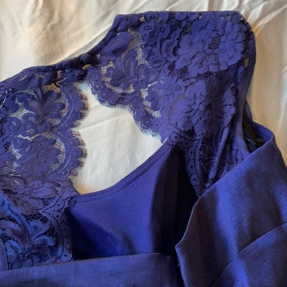 XSCAPE metallic Royal Blue ruched mermaid gown Sz6 - Picture 7 of 9